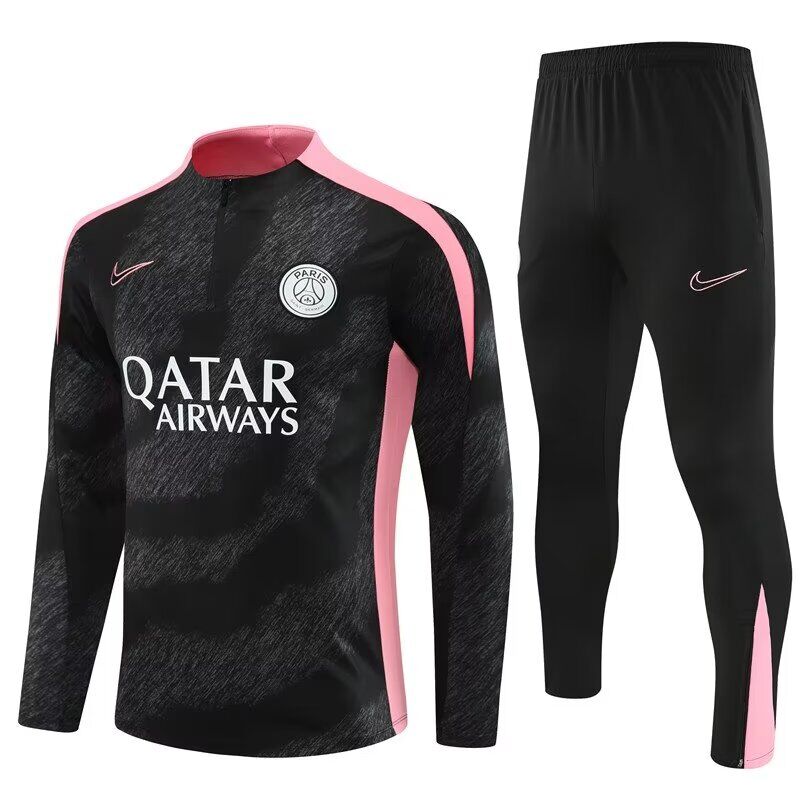 AAA Quality Paris St Germain 24/25 Tracksuit - Black/Pink